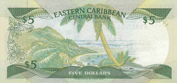 East Caribbean, 5 dollars, 1988, ... 