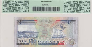 East Caribbean, 10 Dollars, 1994, ... 