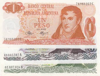 Argentina, 1 Peso, 5 Pesos ... 