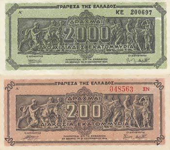 Greece, 200 Drachmai and 2.000 ... 