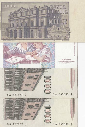 Italy, 1.000 Lire (4), ... 