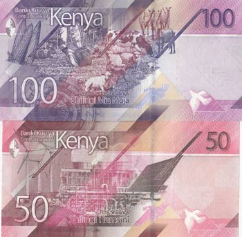 Kenya, 50 Shillings and 100 ... 