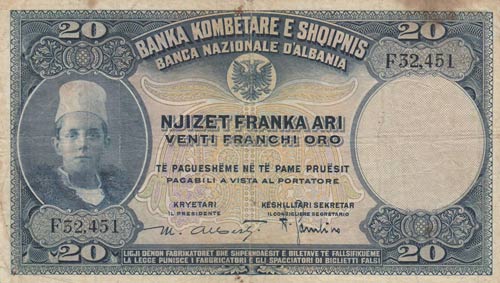 Albania , 20 Franka, 1926, FINE, ... 