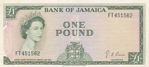 Jamaica, 1 Pound, 1960, AUNC, p51