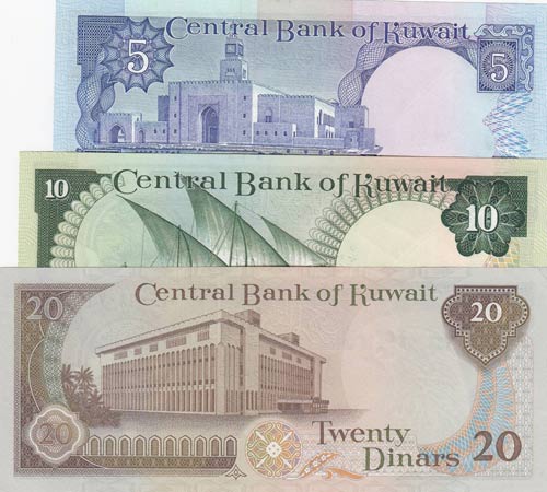 Kuwait, 5 Dinar, 10 Dinar and 20 ... 