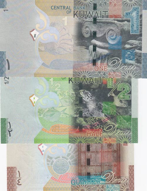 Kuwait, 1/4 Dinar, 1/2 Dinar and 1 ... 