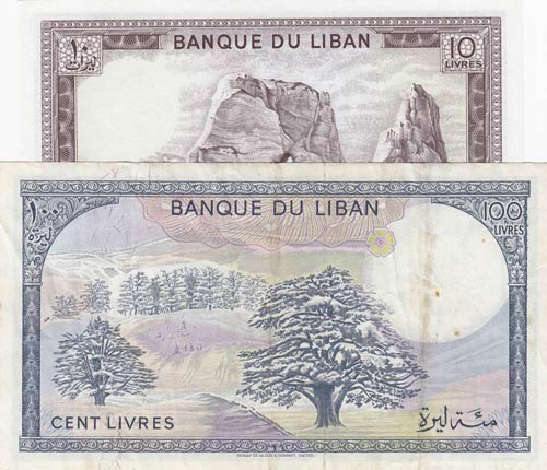 Lebanon, 10/100 Livres, 1964/88, ... 