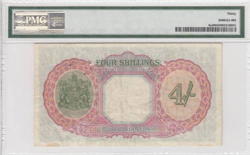 Bahamas, 4 Shillings, 1936, VF, p9a