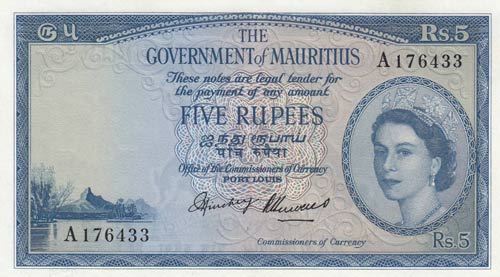Mauritius, 5 Rupees, 1954, AUNC, ... 