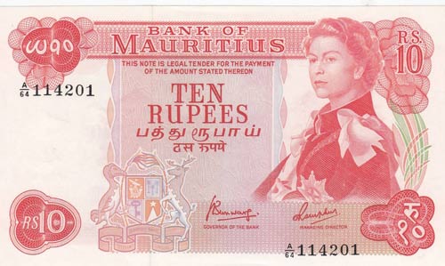Mauritius, 10 Rupees, 1967, AUNC ... 