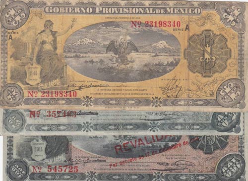 Mexico, Pesos, 1914, XF,  total 3 ... 