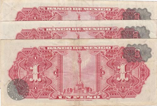 Mexico,  VF,  Total 3 banknotes
