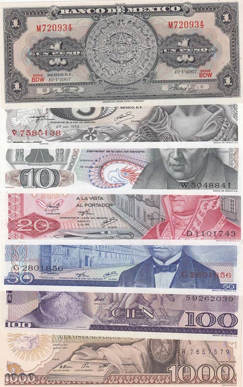 Mexico,  Total 7 banknotes