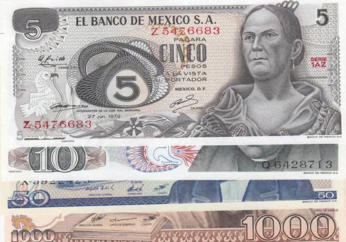 Mexico,  Total 4 banknotes