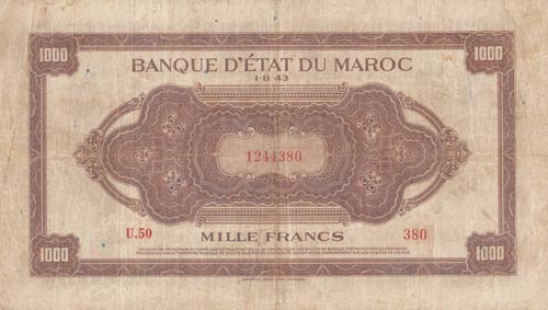 Moracco, 1000 Francs, 1943, VF, ... 
