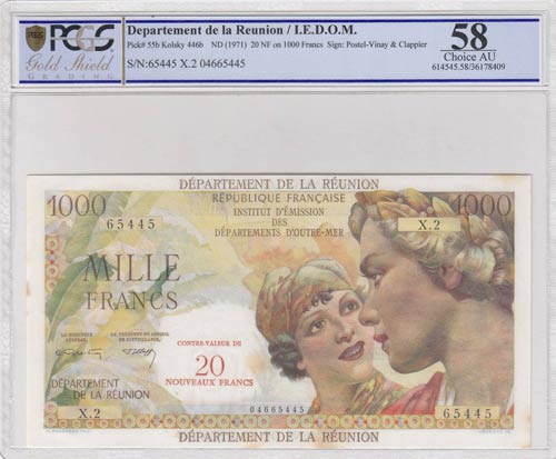 Reunion, 1.000 Francs, 1971, UNC, ... 