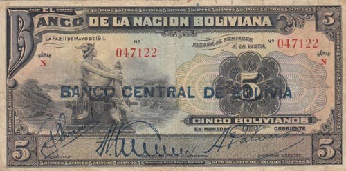 Bolivia, 5 Bolivianos, 1929, VF, ... 