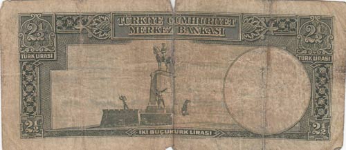 Turkey, 2 1/2 Lira, 1939, POOR, ... 