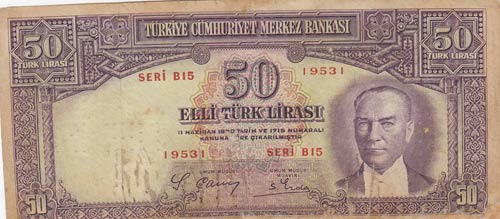 Turkey, 50 Lira, 1938, FINE, P129, 