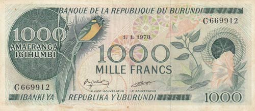 Burundi, 1.000 Francs, 1978, VF, ... 
