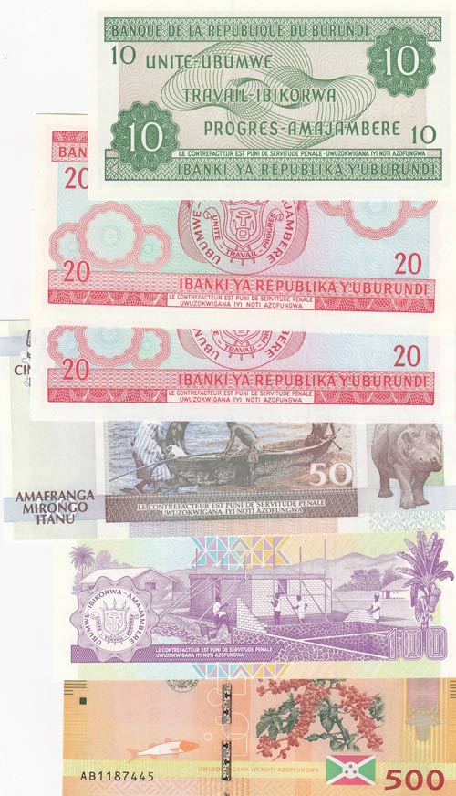 Burundi,  Total 6 banknotes