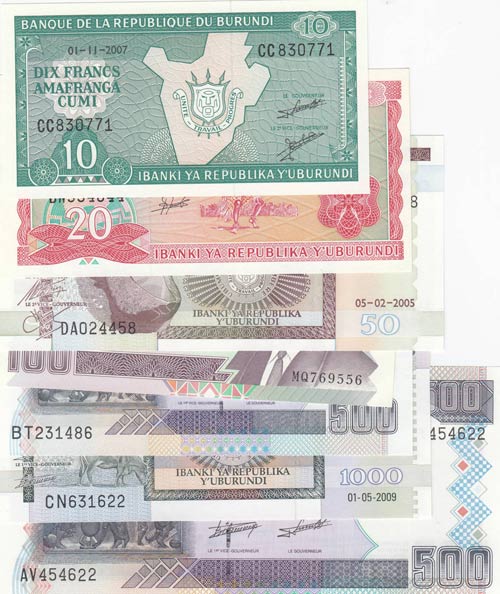 Burundi,  Total 7 banknotes
