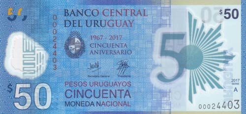 Uruguay, 50 Dollars, 2017, UNC, ... 