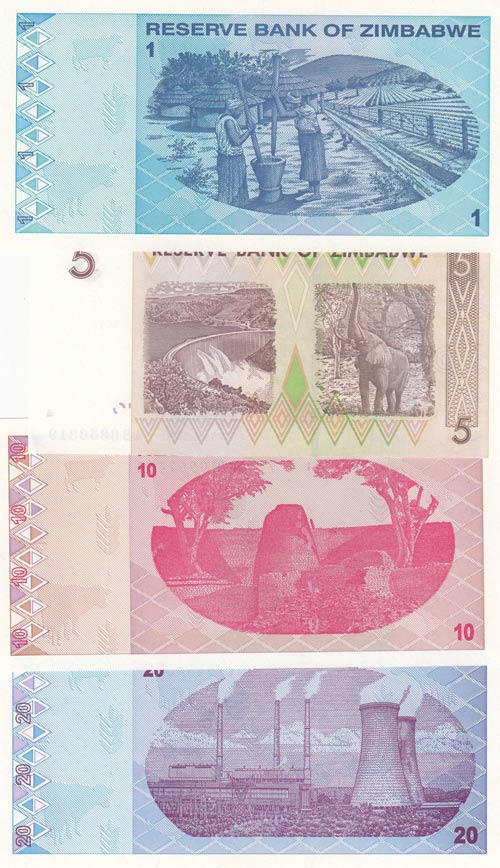 Zimbabwe,  Total 4 banknotes