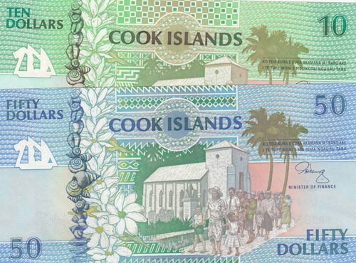 Cook Islands, 10 - 50 Dollars, ... 