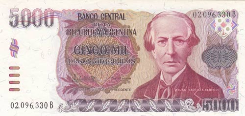 Argentina, 5.000 Pesos Argentinos, ... 