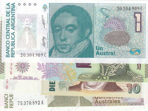 Argentina,  Total 4 banknotes