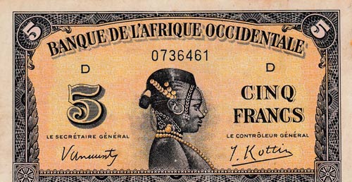 French West Afrıca, 5 Francs, ... 