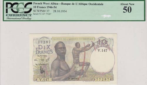 French West Africa, 10 Francs, ... 