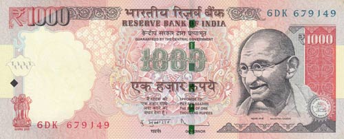India, 1.000 Rupees, 2013, UNC ... 