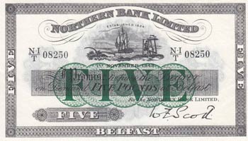 Northern Ireland, 5 Pounds, 1943, ... 