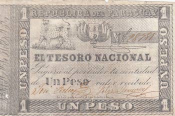 Paraguay, 1 Peso, 1860, FINE, p11  ... 