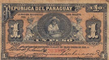 Paraguay, 1 Peso, 1916, FINE (+), ... 