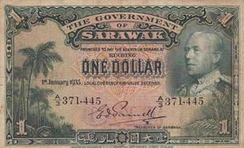 Sarawak, 1 Dollar , 1935, VF, p20  
