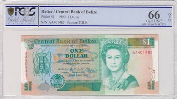 Belize, 1 Dollar, 1990, UNC, p51  ... 