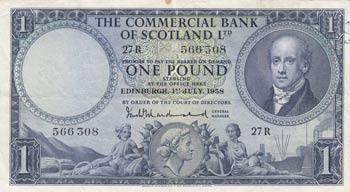 Scotland, 1 Pound, 1958, VF, pS336 ... 