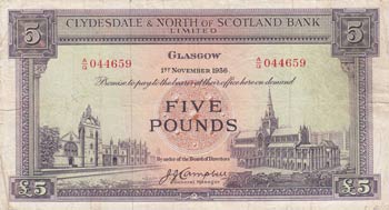Scotland, 5 Pounds, 1956, VF, ... 