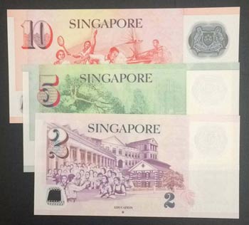 Singapore, 2-5-10 Dollars, 2005, ... 
