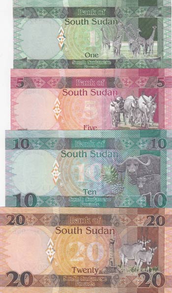 South Sudan, 1-5-10-20 Pounds, ... 