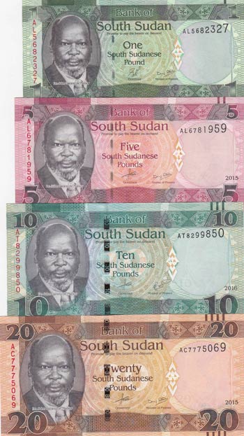 South Sudan, 1-5-10-20 Pounds, ... 