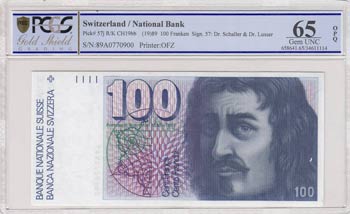 Switzerland, 100 Franken, 1989, ... 