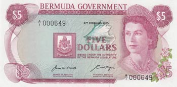 Bermuda, 5 Dollars, 1970, UNC, ... 