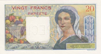 Tahiti, 20 Francs, 1954, UNC, ... 