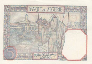 Algeria, 5 Francs, 1933, XF, p77  ... 