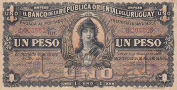 Uruguay, 1 Peso , 1896, VF, p3  