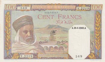 Algeria, 100 Francs, 1945, UNC ... 